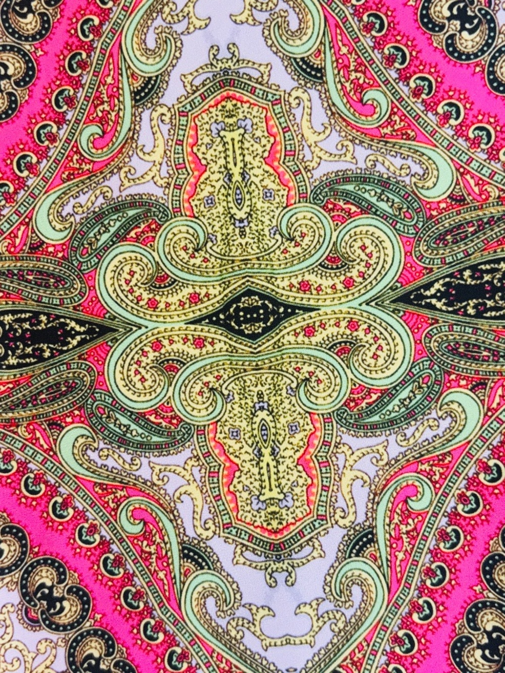 Cynthia Rowley Bonded Baroque Pink and Green Print Flare Pants Size 2 - Picture 3 of 7